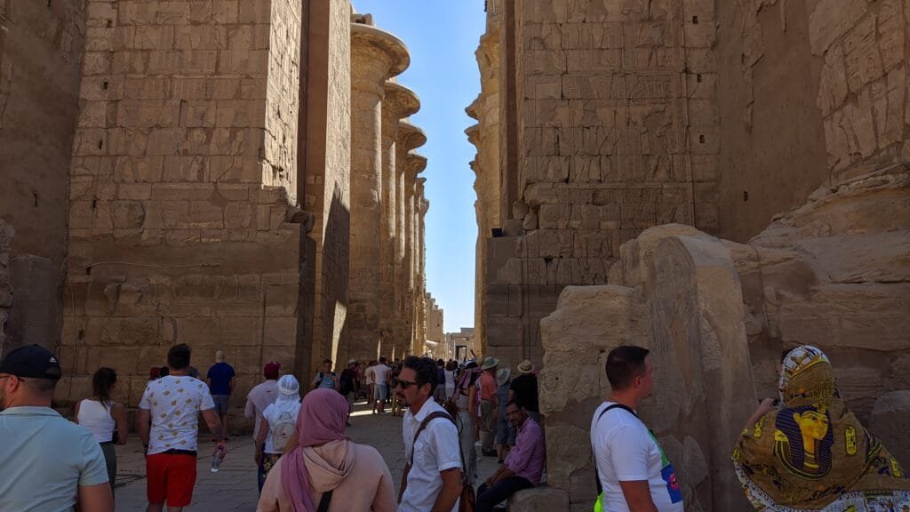 Luxor Temple illuminated at night, with Egypt Tour Magic.