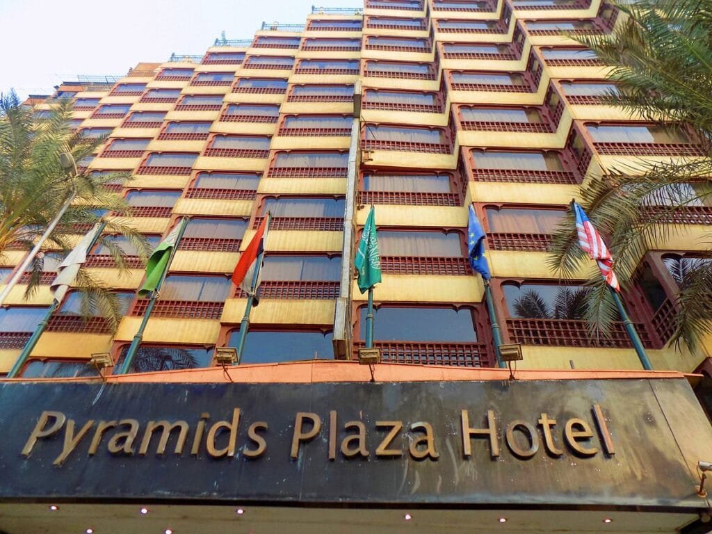 Pyramids Plaza Hotel in Giza with Egypt Tour Magic, offering views of the Great Pyramids.