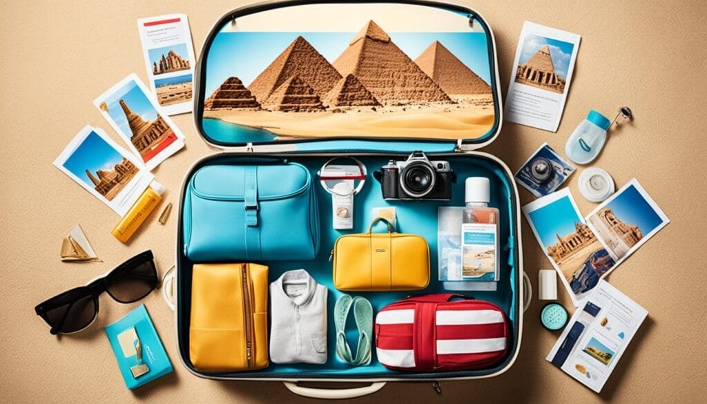 Packing essentials for traveling to Egypt with Egypt Tour Magic, including clothing, sunscreen, and more.