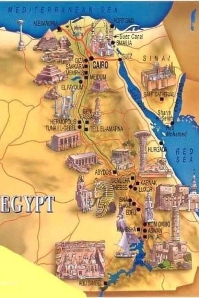 Key Landmarks and Monuments on the Map of Ancient Egypt