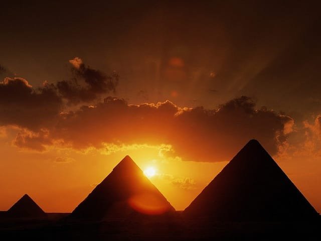Sunset at the Pyramids of Giza - Egypt tour magic