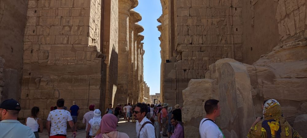 Luxor Temple illuminated at night, with Egypt Tour Magic.