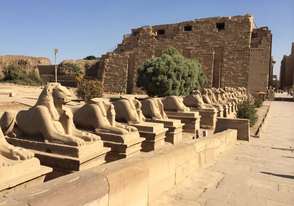 Kebash (ram-headed sphinxes) at Karnak Temple in Luxor with Egypt Tour Magic.